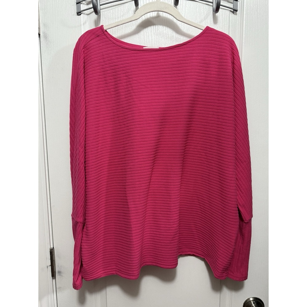 Caslon Top Womens XL Electric Hot Pink Soft Knit Dolman Sleeve Boat Neck NWT